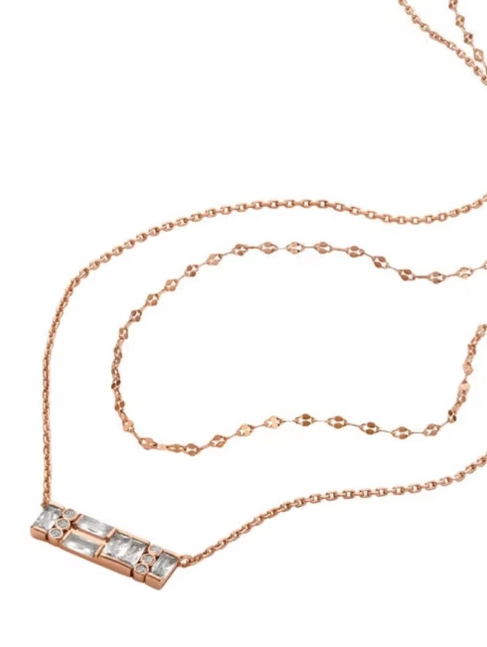 Fossil Rose Gold Brass Stones Necklace